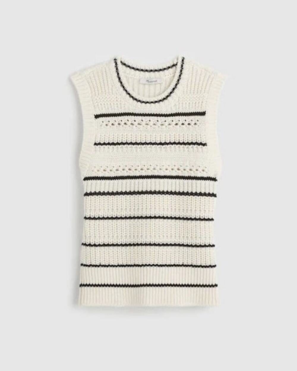 Madewell Black and White Striped Sweater Vest - XS